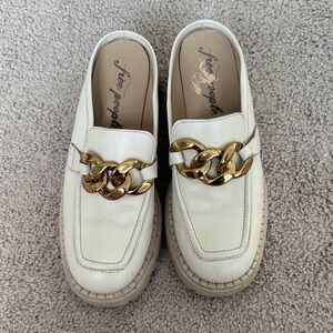 Free People Cream Loafers with Gold Accent- Size 38